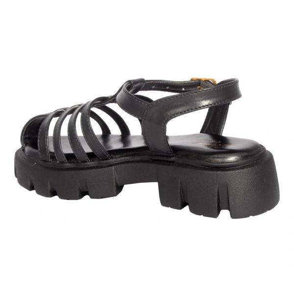 Stepee Classy trendy roman sandal with white sole - 37, black