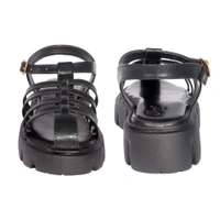 Stepee Classy trendy roman sandal with white sole - 38, Black