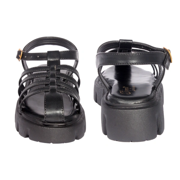 Stepee Classy trendy roman sandal with white sole - 38, Black