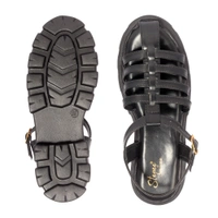 Stepee Classy trendy roman sandal with white sole - 39, Black