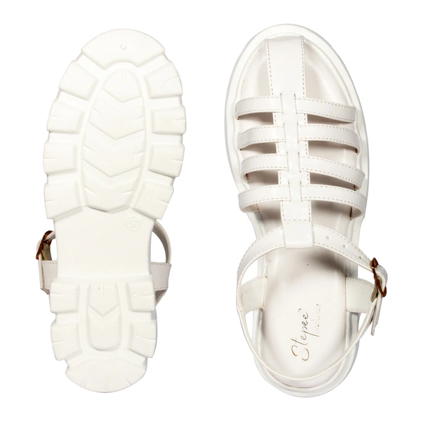 Stepee Classy trendy roman sandal with white sole - 37, Wild Sand