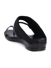 Stepee Soft and simple angootha slipper - 38, Black