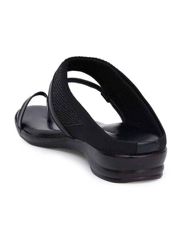 Stepee Soft and simple angootha slipper - 38, Black