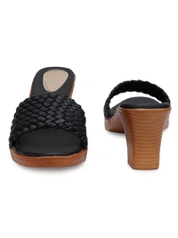 Stepee Beautiful basic zigzag pattern slipper - 40, Black