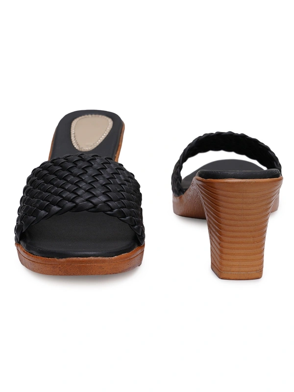 Stepee Beautiful basic zigzag pattern slipper - 40, Black