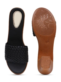 Stepee Beautiful basic zigzag pattern slipper - 40, Black