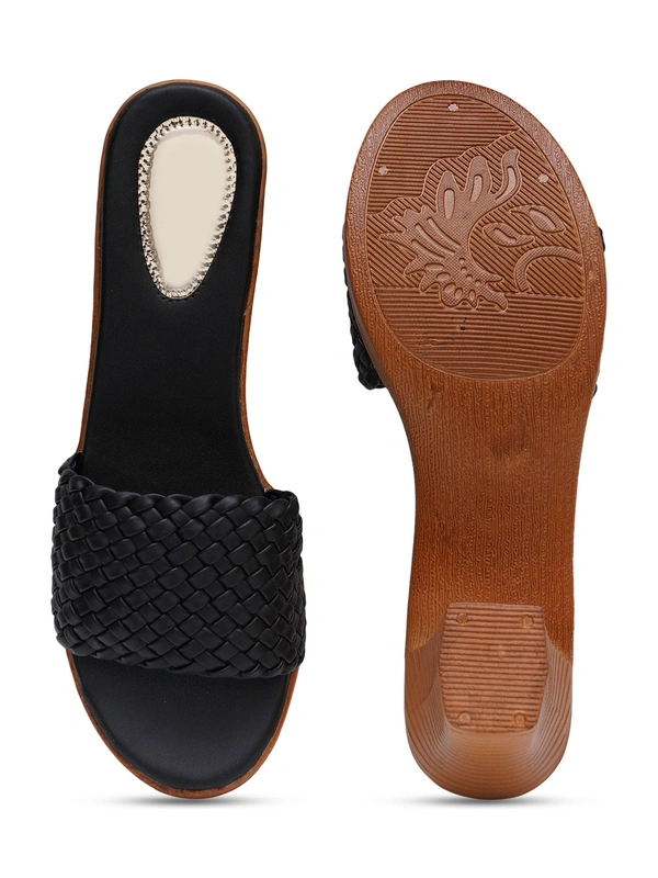 Stepee Beautiful basic zigzag pattern slipper - 40, Black