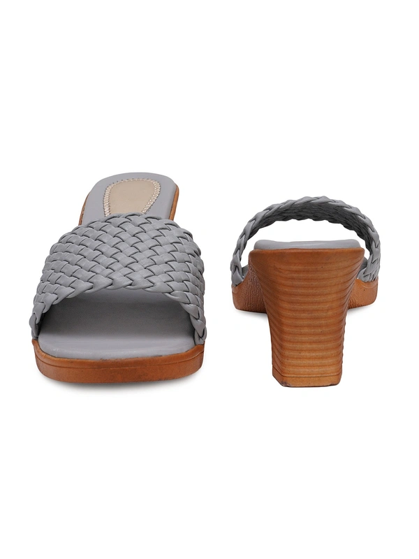 Stepee Beautiful basic zigzag pattern slipper - 38, Natural Gray