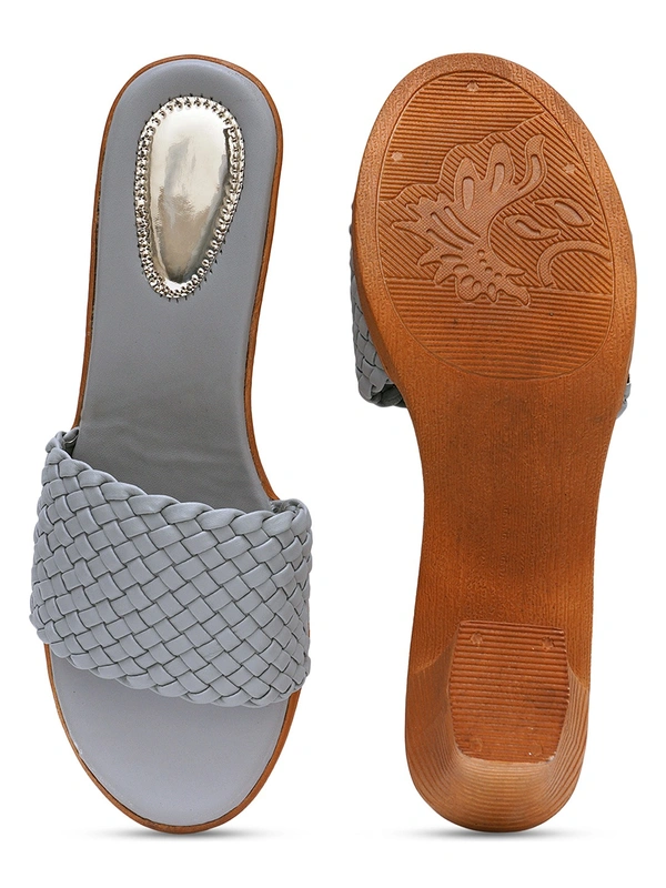 Stepee Beautiful basic zigzag pattern slipper - 38, Natural Gray