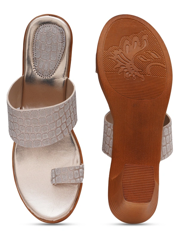 Stepee Shine and shimmer angootha slipper - 36, Oriental Pink