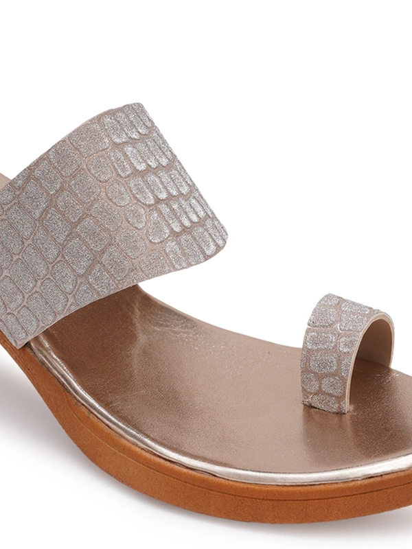 Stepee Shine and shimmer angootha slipper - 36, Oriental Pink