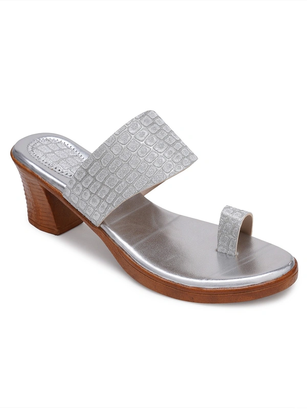 Stepee Shine and shimmer angootha slipper - 41, Silver Rust