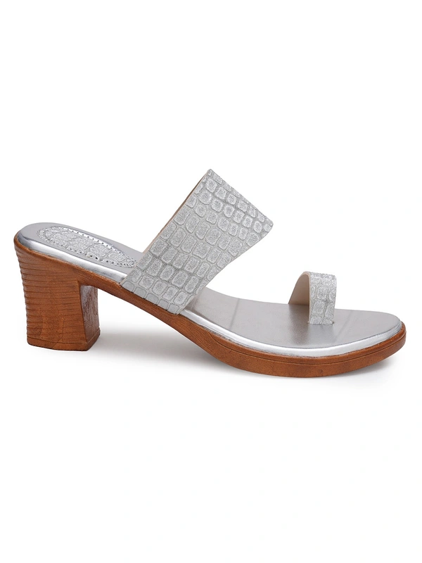 Stepee Shine and shimmer angootha slipper - 41, Silver Rust