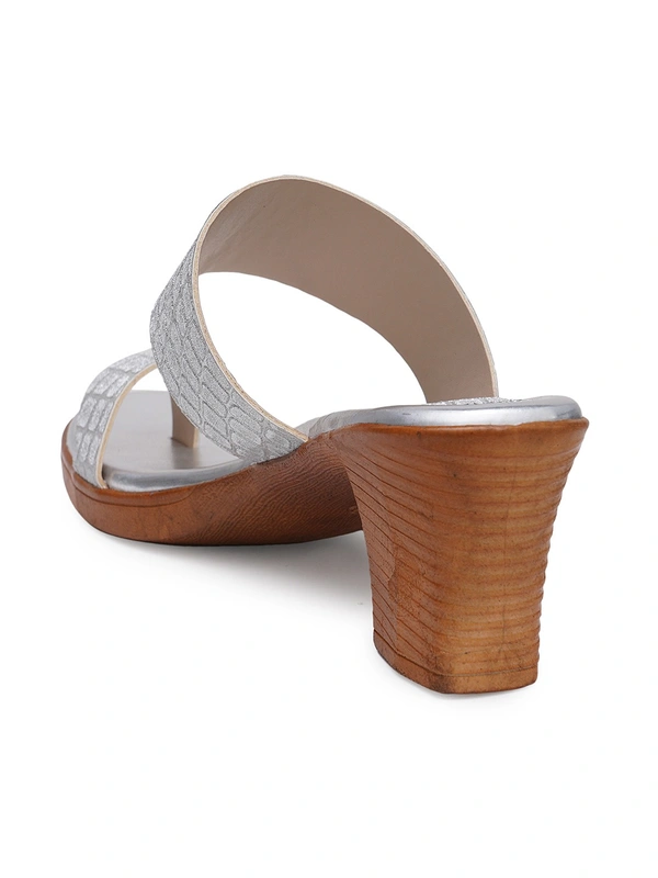Stepee Shine and shimmer angootha slipper - 41, Silver Rust