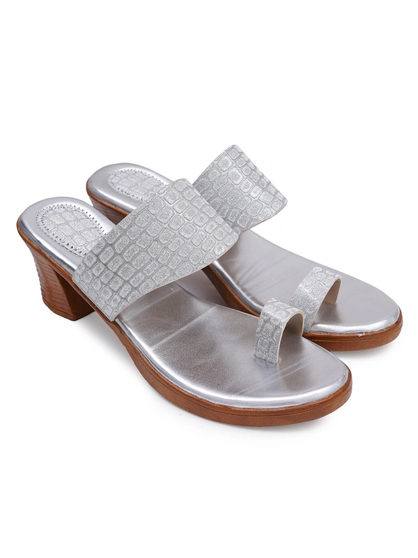 Stepee Shine and shimmer angootha slipper - 41, Silver Rust