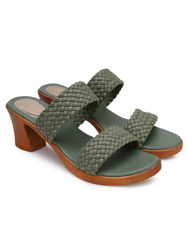 Stepee Designer double strap slipper - 39, Fern Green