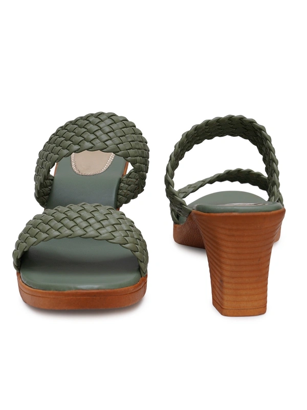 Stepee Designer double strap slipper - 39, Fern Green