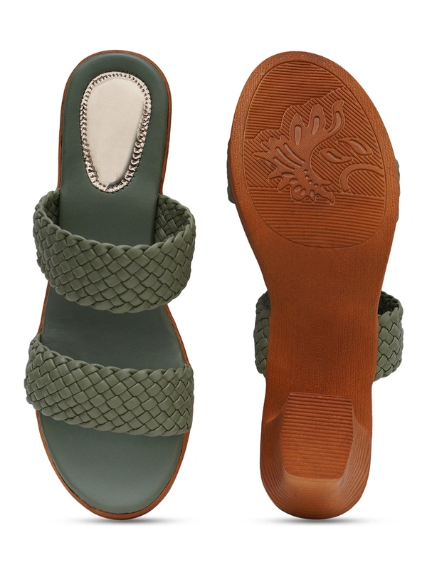Stepee Designer double strap slipper - 39, Fern Green