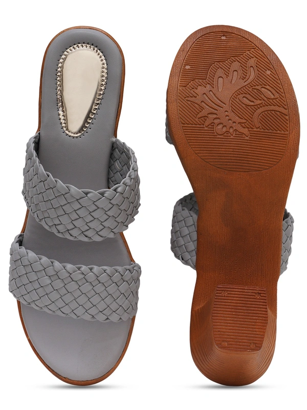 Stepee Designer double strap slipper - 37, Suva Gray