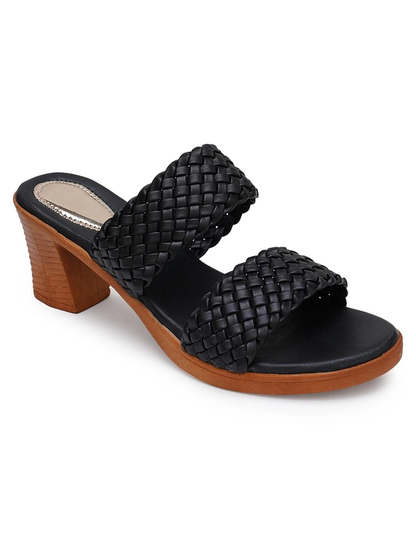 Stepee Designer double strap slipper - 36, Black