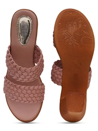 Stepee Designer double strap slipper - 38, Brandy Rose