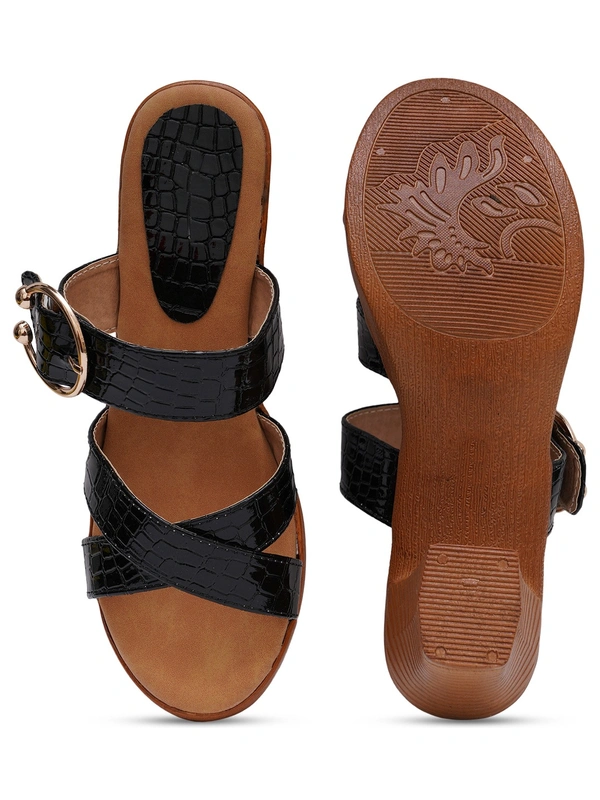 Stepee Trendy criss cross style slipper - 38, Black