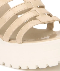 Stepee elegant strap sandal with contrast heel - 40, Grain Brown