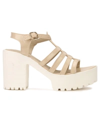 Stepee elegant strap sandal with contrast heel - 41, Grain Brown