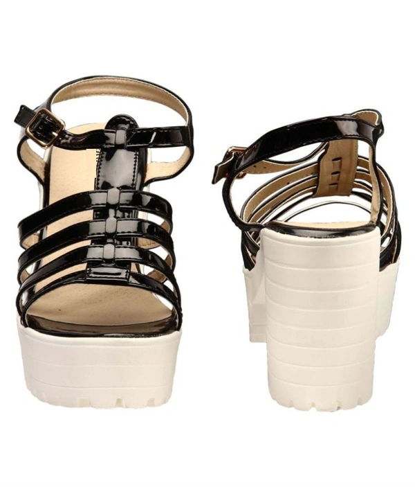 Stepee elegant strap sandal with contrast heel - 41, Black