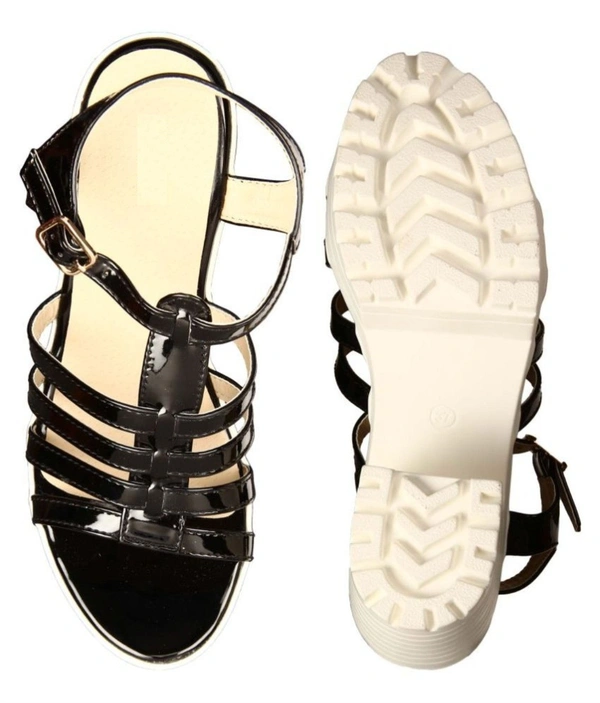 Stepee elegant strap sandal with contrast heel - 41, Black