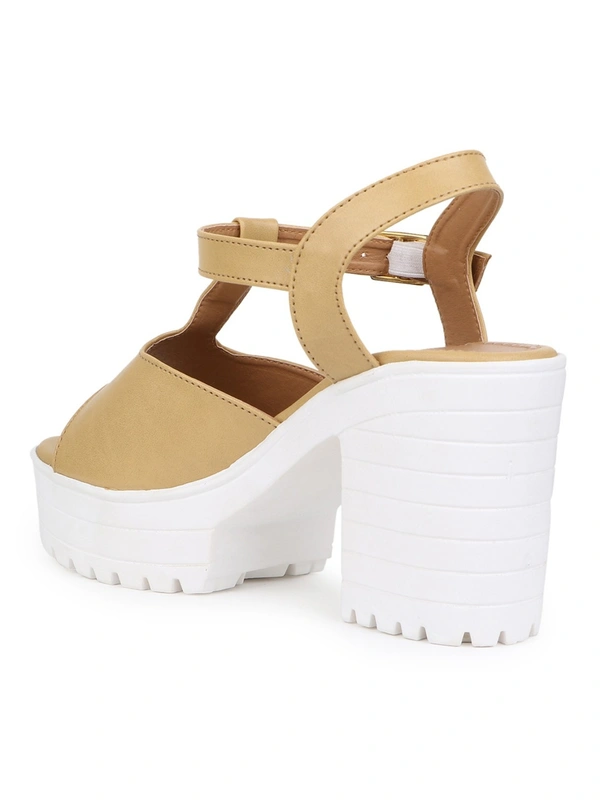 Stepee unique classy sandal with block heel - 38, Putty