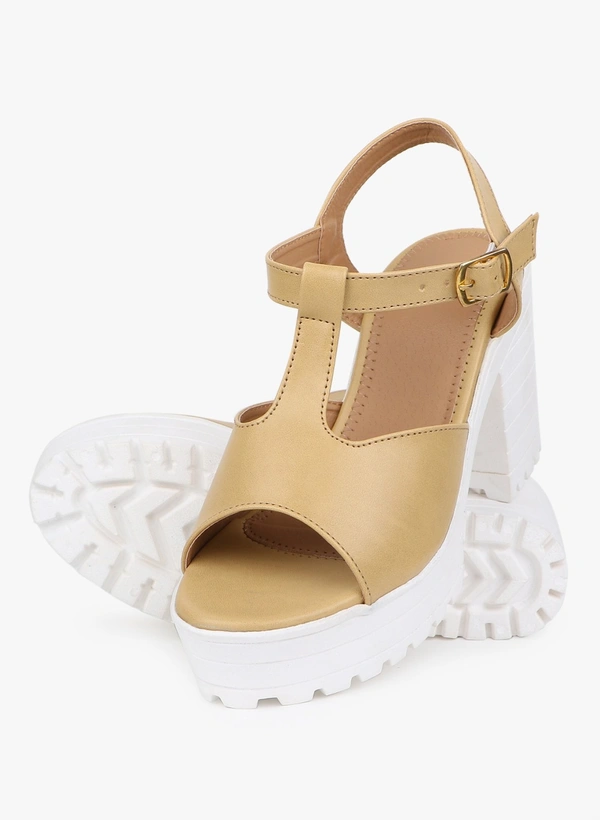 Stepee unique classy sandal with block heel - 39, Putty