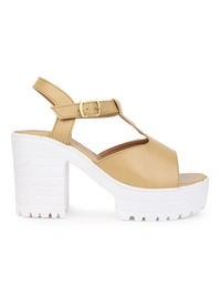 Stepee unique classy sandal with block heel - 39, Putty
