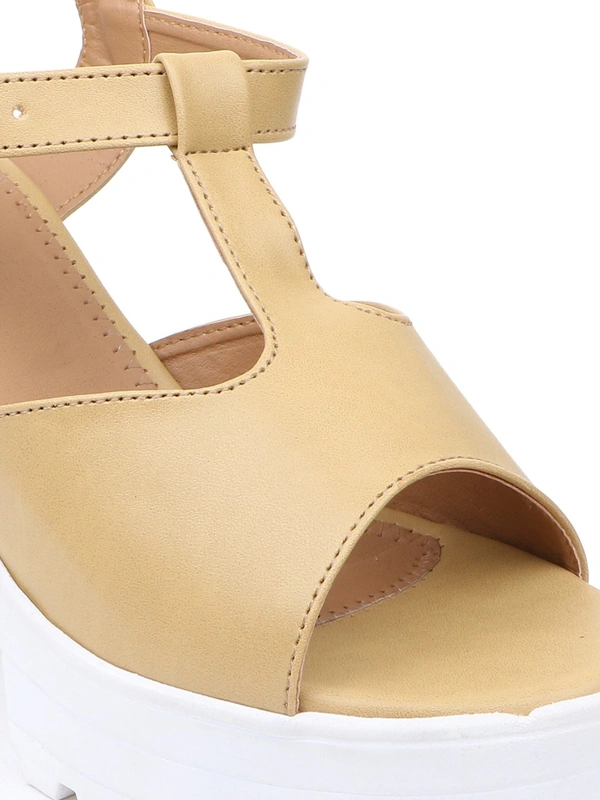 Stepee unique classy sandal with block heel - 41, Putty