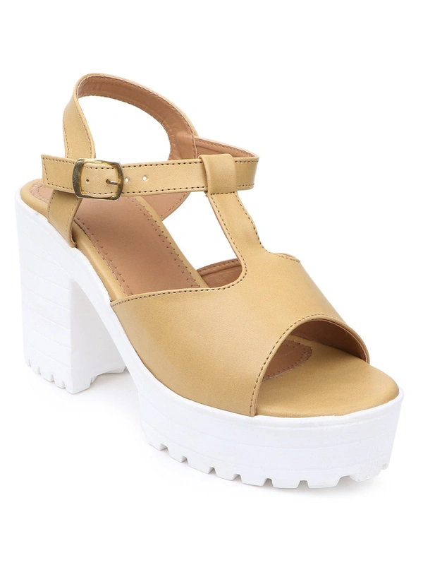 Stepee unique classy sandal with block heel - 41, Putty
