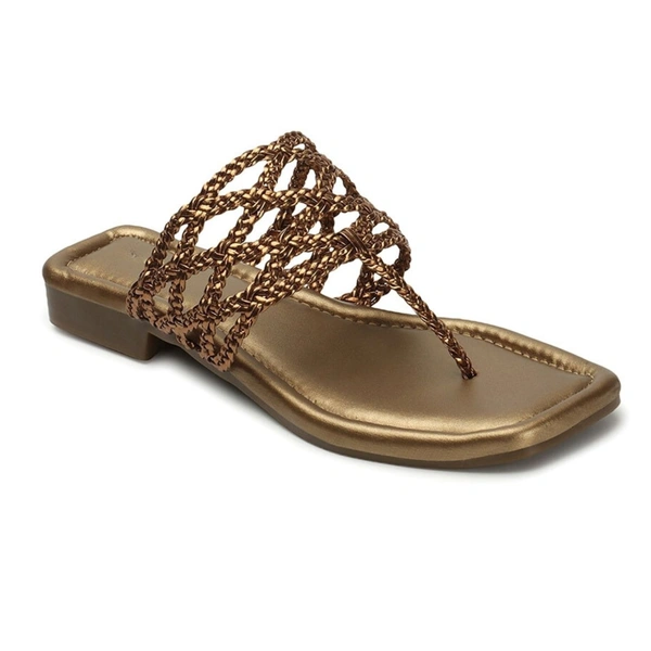 Stepee Casual & Stylish Open Toe Slip on Style Open Back Fashion Slipper Flat Sandal for Women - 36, Copper