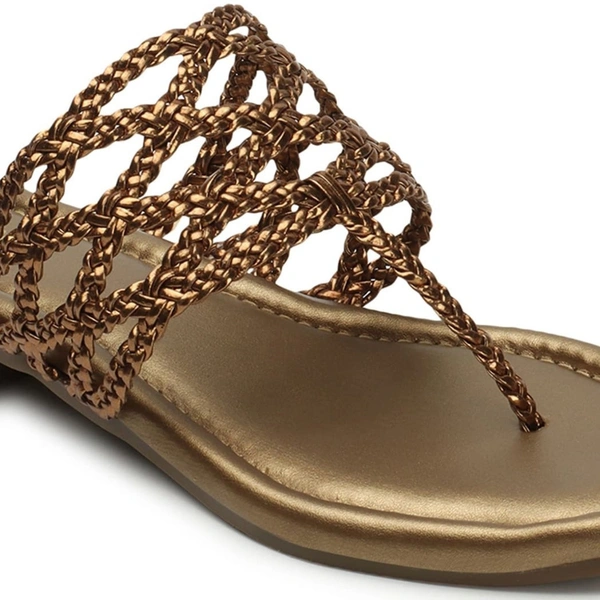 Stepee Casual & Stylish Open Toe Slip on Style Open Back Fashion Slipper Flat Sandal for Women - 36, Copper