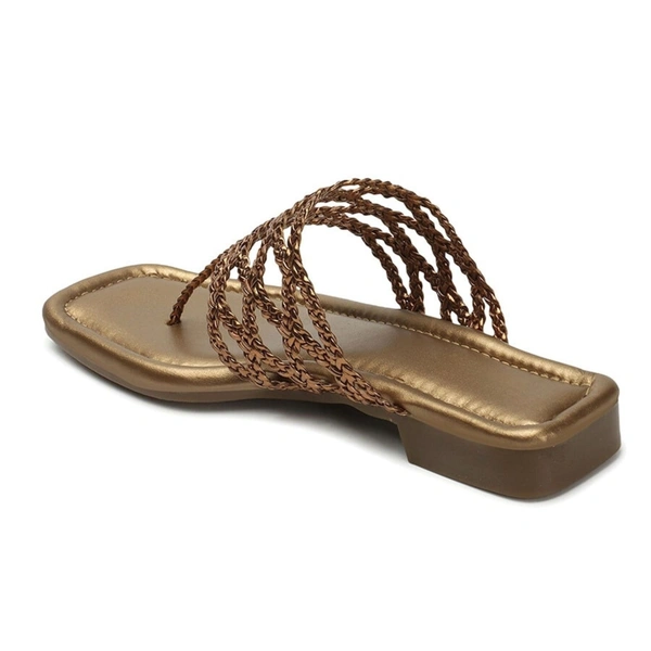 Stepee Casual & Stylish Open Toe Slip on Style Open Back Fashion Slipper Flat Sandal for Women - 36, Copper