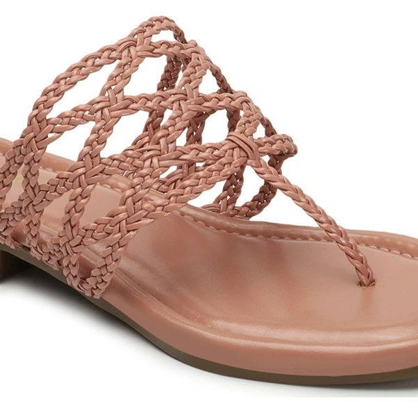 Stepee Casual & Stylish Open Toe Slip on Style Open Back Fashion Slipper Flat Sandal for Women - 41, Peach