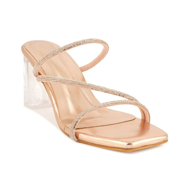 Stepee Casual & Stylish Open Toe Slip on Style Open Back Glass Pattern Block Heel Fashion Sandal for Women - 38, Sultan