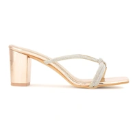Stepee Casual & Stylish Open Toe Slip on Style Open Back Block Heel Fashion Sandal for Women - 40, Golden