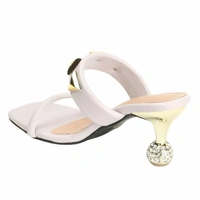Stepee Elegant & Stylish Western - Embellished Upper Open Back Slip on Open Toe Block Heel Sandal for Women - 41, Cream