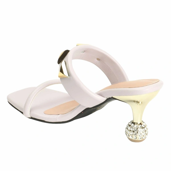 Stepee Elegant & Stylish Western - Embellished Upper Open Back Slip on Open Toe Block Heel Sandal for Women - 41, Cream