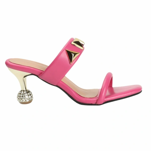 Stepee Elegant & Stylish Western - Embellished Upper Open Back Slip on Open Toe Block Heel Sandal for Women - 41, Pink