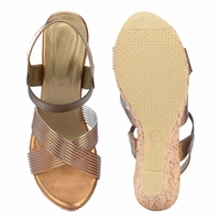 Stepee Elegant & Stylish Cross Strap Open Toe Sling Back Ankle Strap Platform Heel Sandal for Women - 37, Copper