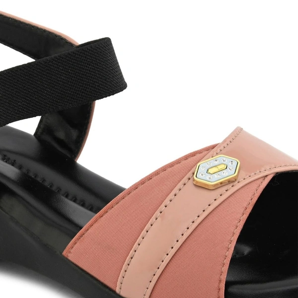 Stepee Elegant & Stylish Open Toe Sling Back Ankle Strap Wedge Sandal for Women - 38, Pink