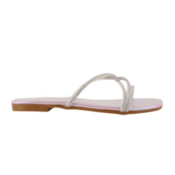 Stepee Trendy & Fancy Elegant Look Criss Cross Strap Flat Sandal for Women - 36, Pink