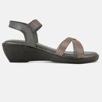 Stepee Trendy & Fancy Elegant Look Ankle Strap Sling Back Wedge Sandal for Women - 36, Gray