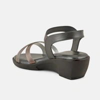 Stepee Trendy & Fancy Elegant Look Ankle Strap Sling Back Wedge Sandal for Women - 36, Gray