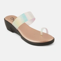Stepee Trendy & Fancy Elegant Look Slip on One Toe Ring Style Wedge Sandal for Women - 38, Sultan